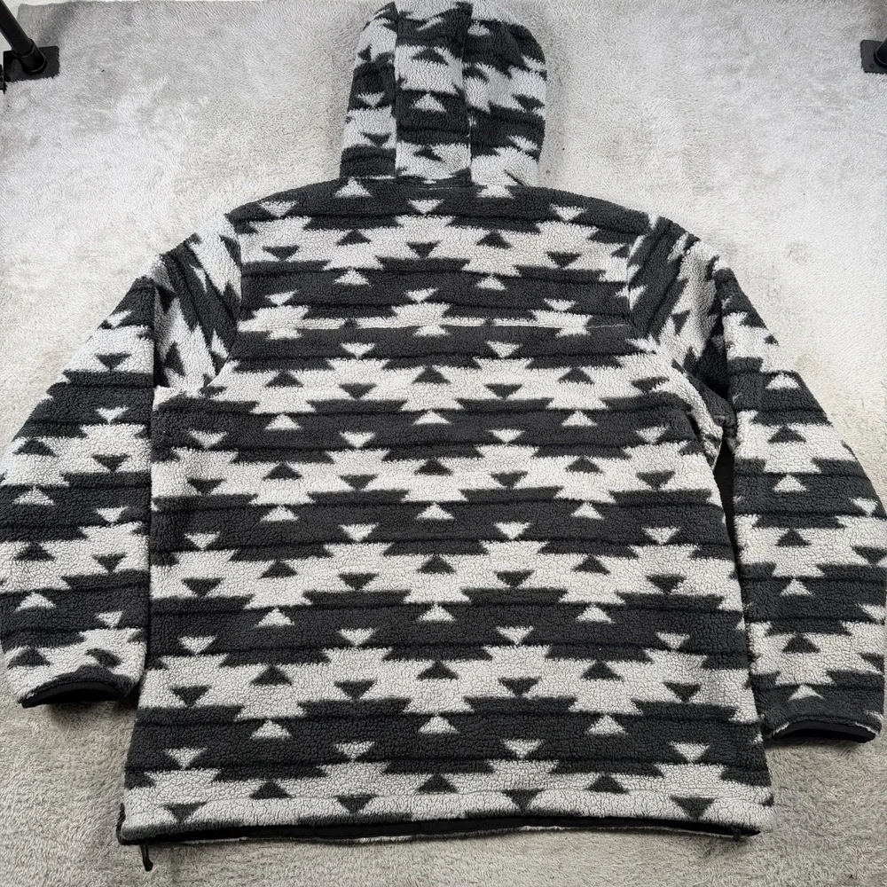 The North Face Hoodie Mens 2XL Black White Sherpa Aztec Fleece 1/2 Zip Pullover